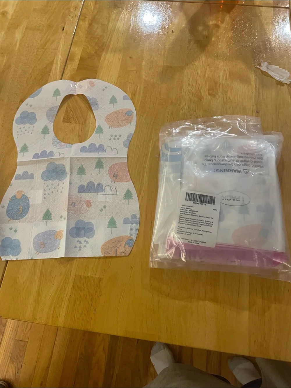 Baby Bibs Set in Pastel Blue and Cream - Unbranded